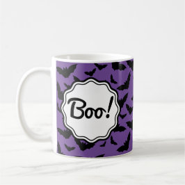 Boo! Personalisiertes Halloween Lila Black Bat Kaffeetasse