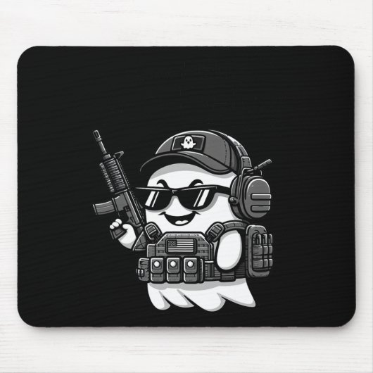 Boo Pew Tactical Ghost Kostüm Gun Lover Halloween Mousepad (Vorne)