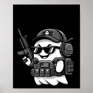 Boo Pew Tactical Ghost Kostüm Gun Lover Halloween Poster