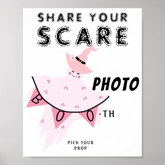 Boo Pink Ghost Pastel Halloween Deco Foto Stand Poster (Vorne)