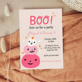 Boo Pink Halloween Geburtstagsparty Einladung