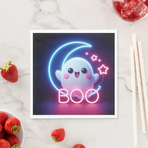 BOO Pink Halloween Ghost Serviette