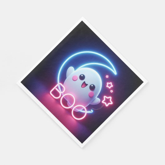 BOO Pink Halloween Ghost Serviette (Ecke)