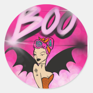 Boo Pink Hexensticker Runder Aufkleber