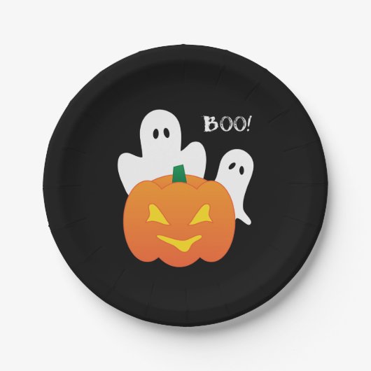 Boo Pumpkin Ghosts Halloween Pappteller (Vorderseite)
