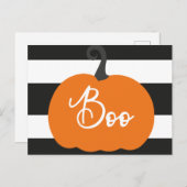 "Boo" Pumpkin-Halloween-Party Postkarte (Vorne/Hinten)