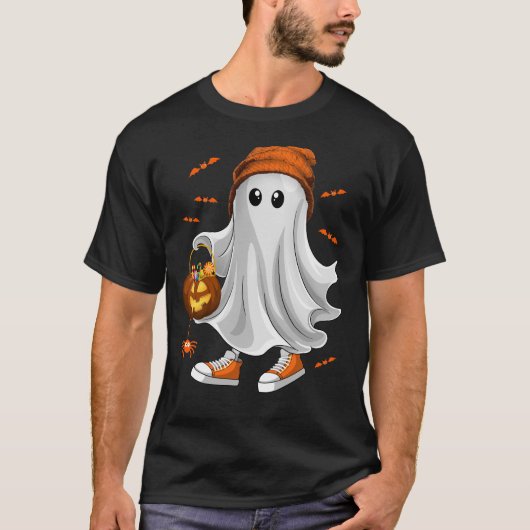 Boo Pumpkin Niedlich Ghost Halloween T-Shirt (Vorderseite)