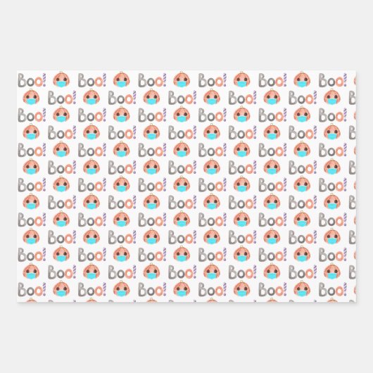 Boo Pumpkin Wrapping Paper Flat Sheet Set 3 Geschenkpapier Set (Vorderseite 2)