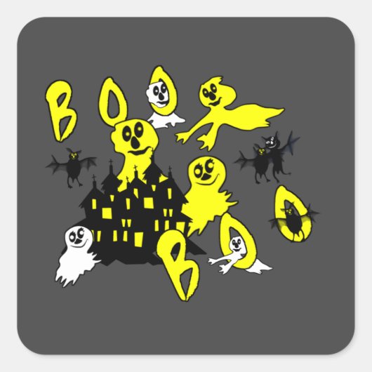 Boo Quadratischer Aufkleber (Vorderseite)