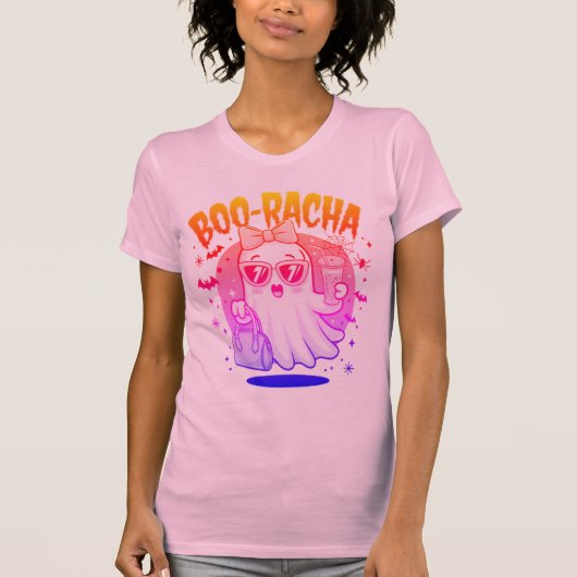 Boo-racha Funny Halloween Ghost Drinking Margarita T-Shirt (Vorderseite)