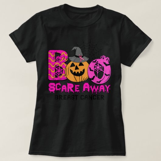 Boo Rosa Brustkrebs Schleife Funny Halloween Pump T-Shirt (Design vorne)