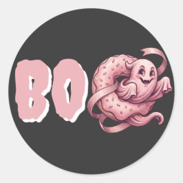 BOO Rosa Geist & Donut Süßes Halloween Coquette Runder Aufkleber