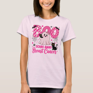 Boo Scare Away Brustkrebs Niedliche Geist und Katz T-Shirt