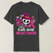 Boo Scare Away Rosa Brustkrebs Schleife Halloween T-Shirt (Design vorne)