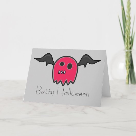 Boo-Schläger-Rosa-Geist-bekloppte Karte (Vorderseite)