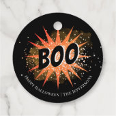 Boo | Schwarz/Orange Halloween Geschenkanhänger (Rückseite)