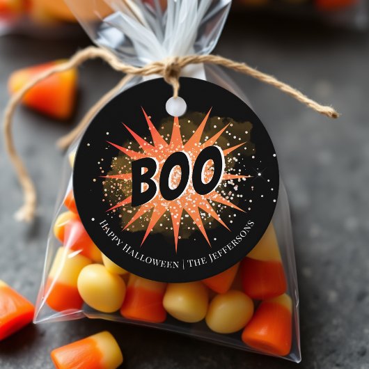 Boo | Schwarz/Orange Halloween Geschenkanhänger