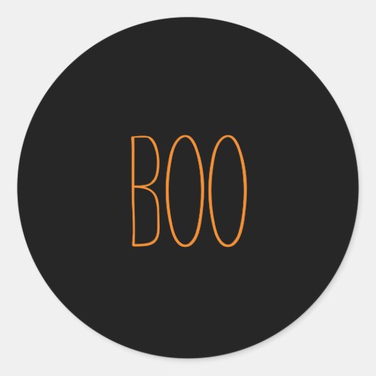 Boo schwarz-orange spooky handgeschriebenes Hallow Runder Aufkleber (Vorderseite)