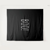 Boo schwarz spooky minimalistisch Halloween Hinter Wandteppich (Vorderseite (Horizontal))