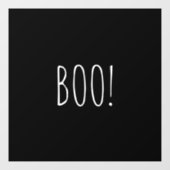 Boo schwarz spooky Typografie minimalistisch Hallo Fensteraufkleber (Blatt)