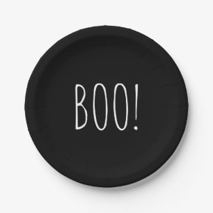 Boo Schwarz-weiß einfaches minimalistisches lustig Pappteller