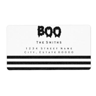 Boo Schwarz-weiß gestreifte Adressetikett