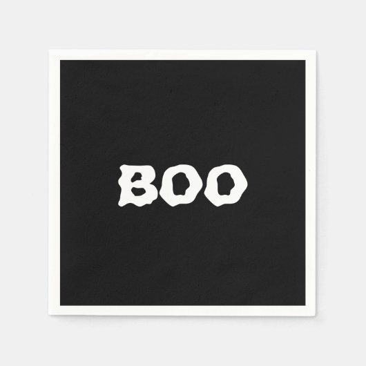 Boo Schwarz-Weiß-Leckerbissen Halloween-Papier Serviette (Vorderseite)