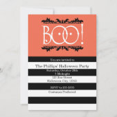 Boo! Schwarz-weiß- & Orangefarbene Einladungen (Vorderseite)