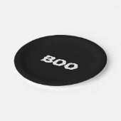 Boo schwarz-weiß spooky Halloween Pappteller (Schrägansicht)