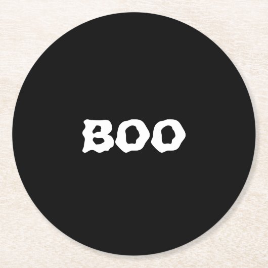 Boo schwarz-weiß spooky Halloween Runder Pappuntersetzer (Vorderseite)