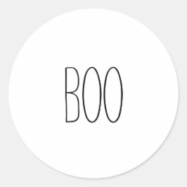 Boo schwarz-weiß spooky handgeschriebenes Hallowee Runder Aufkleber