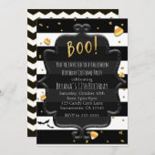 BOO! Schwarz-Weiß-Stripteehl Einladung (Vorne/Hinten)