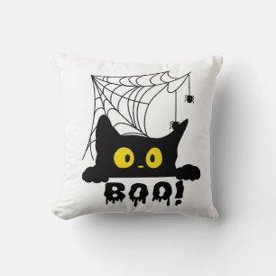 Boo Schwarze Katze Spinnennetz Kissen