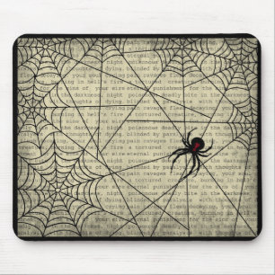 Boo-schwarze Witwen-Spinne u. gruseliger Text für Mousepad