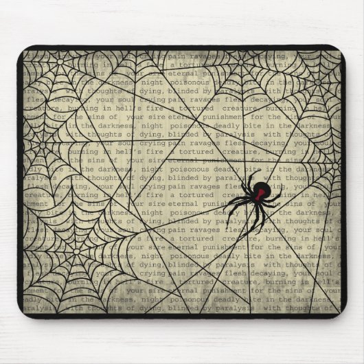 Boo-schwarze Witwen-Spinne u. gruseliger Text für Mousepad (Vorne)