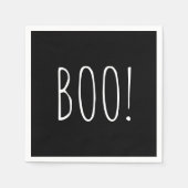 Boo. Schwarzes Minimalistisches niedliches Hallowe Serviette (Vorderseite)