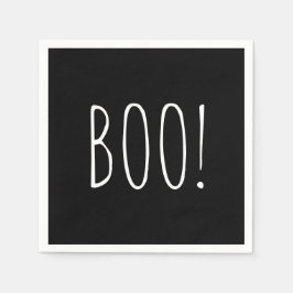 Boo. Schwarzes Minimalistisches niedliches Hallowe Serviette
