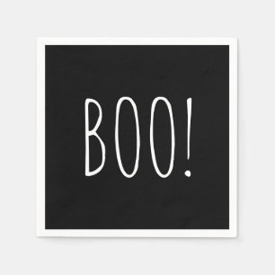Boo. Schwarzes Minimalistisches niedliches Hallowe Serviette