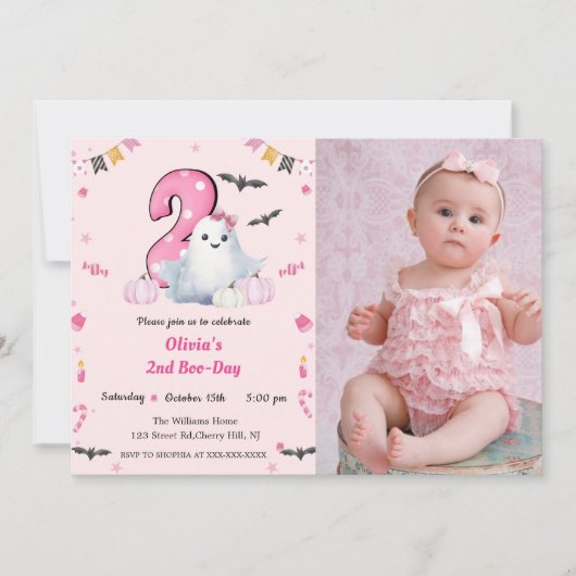 Boo Second Geburtstag Einladung (Vorderseite)
