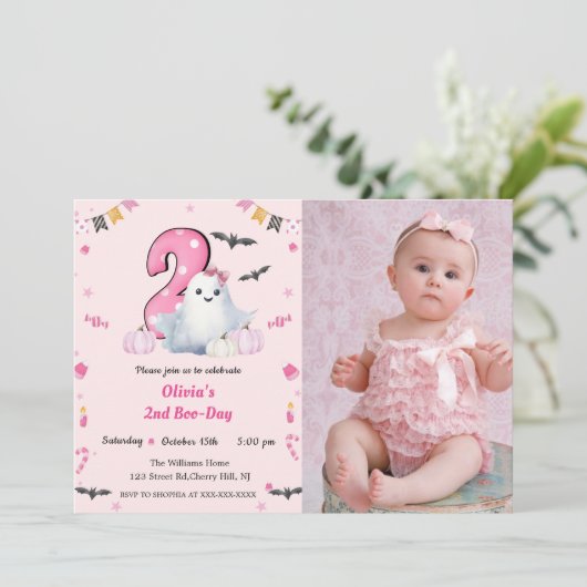 Boo Second Geburtstag Einladung (Stehend Vorderseite)