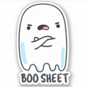 Boo Sheet Funny Halloween Ghost Pun Aufkleber (Vorderseite)