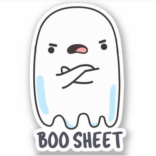 Boo Sheet Funny Halloween Ghost Pun Aufkleber (Vorderseite)