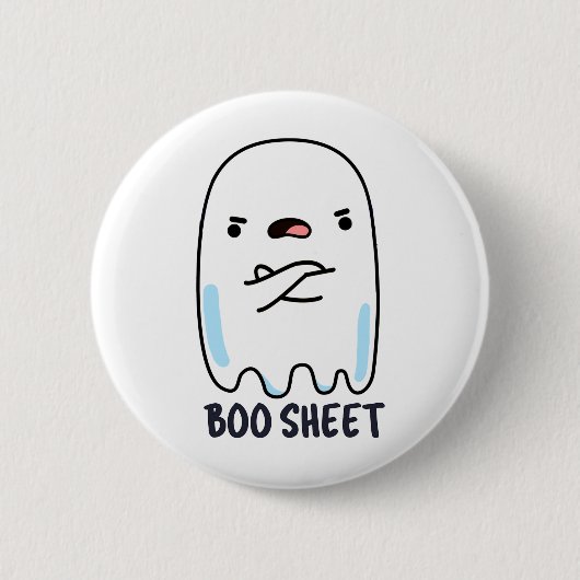 Boo Sheet Funny Halloween Ghost Pun Button (Vorderseite)