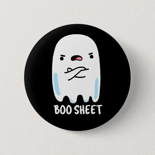 Boo Sheet Funny Halloween Ghost Pun Dark BG Button (Vorderseite)