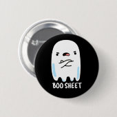 Boo Sheet Funny Halloween Ghost Pun Dark BG Button (Vorne & Hinten)
