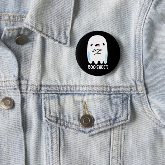 Boo Sheet Funny Halloween Ghost Pun Dark BG Button (Beispiel)