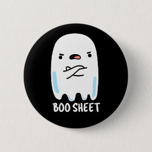 Boo Sheet Funny Halloween Ghost Pun Dark BG Button