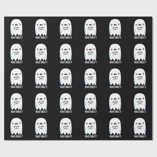 Boo Sheet Funny Halloween Ghost Pun Dark BG Geschenkpapier (Flach)