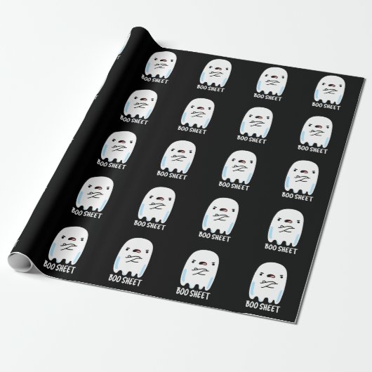 Boo Sheet Funny Halloween Ghost Pun Dark BG Geschenkpapier (Ungerollt)