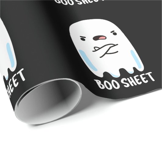 Boo Sheet Funny Halloween Ghost Pun Dark BG Geschenkpapier (Rolleneckpunkt)